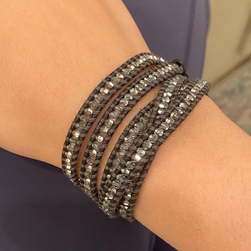 Chan Luu Swarovski Crystal Grey Wrap Bracelet